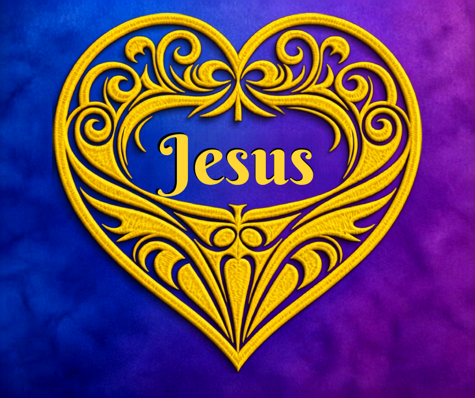 Picture of heart with Jesus name in the middle